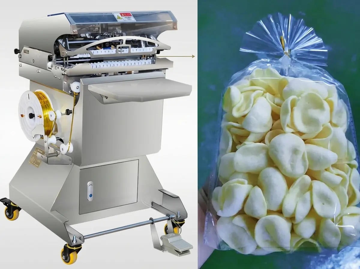 Máy buộc túi bánh mì snack hình quạt khí nén JW-300 Thumb