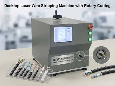 Máy Tách Vỏ Dây Laser Cắt Xoay Để Bàn FLS30-XC
